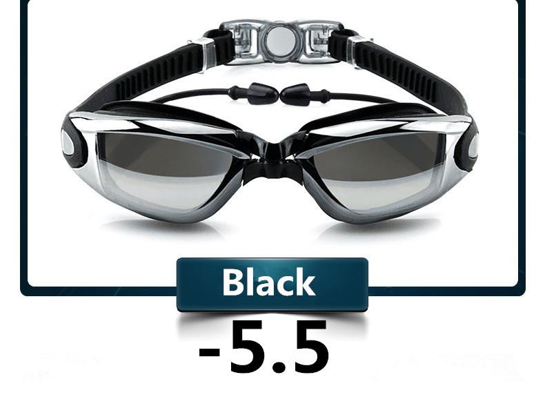 Anti Fog Professional Swimming Goggles Swimming Glasses Myopia with Earplugs Nose Clip Electroplate Waterproof Silicone Swim
