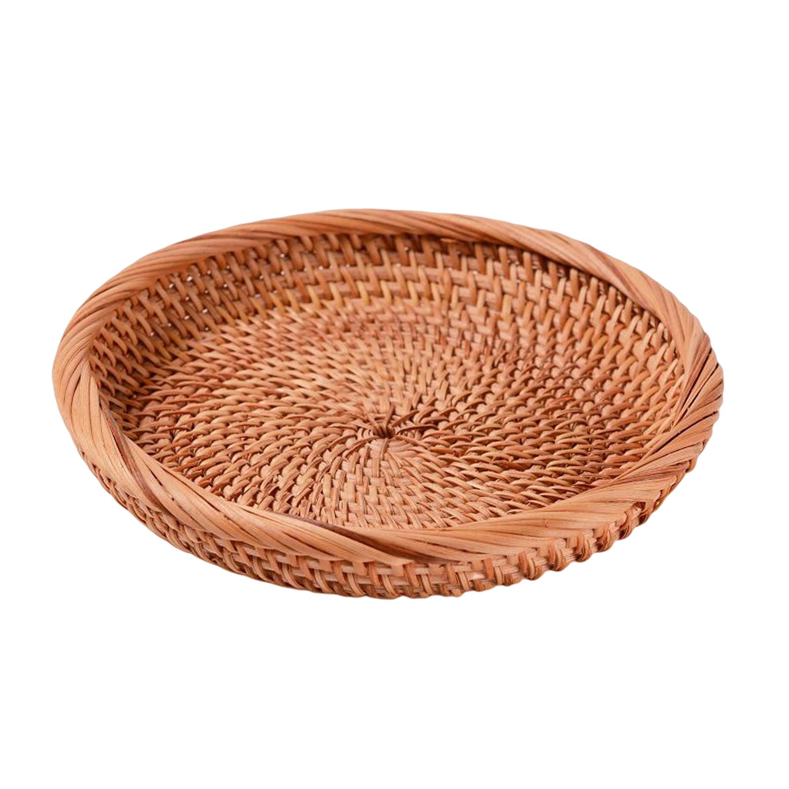 Wicker Fruit Basket Tabletop Decorative Woven Snack Organizer Basket Wicker Tray