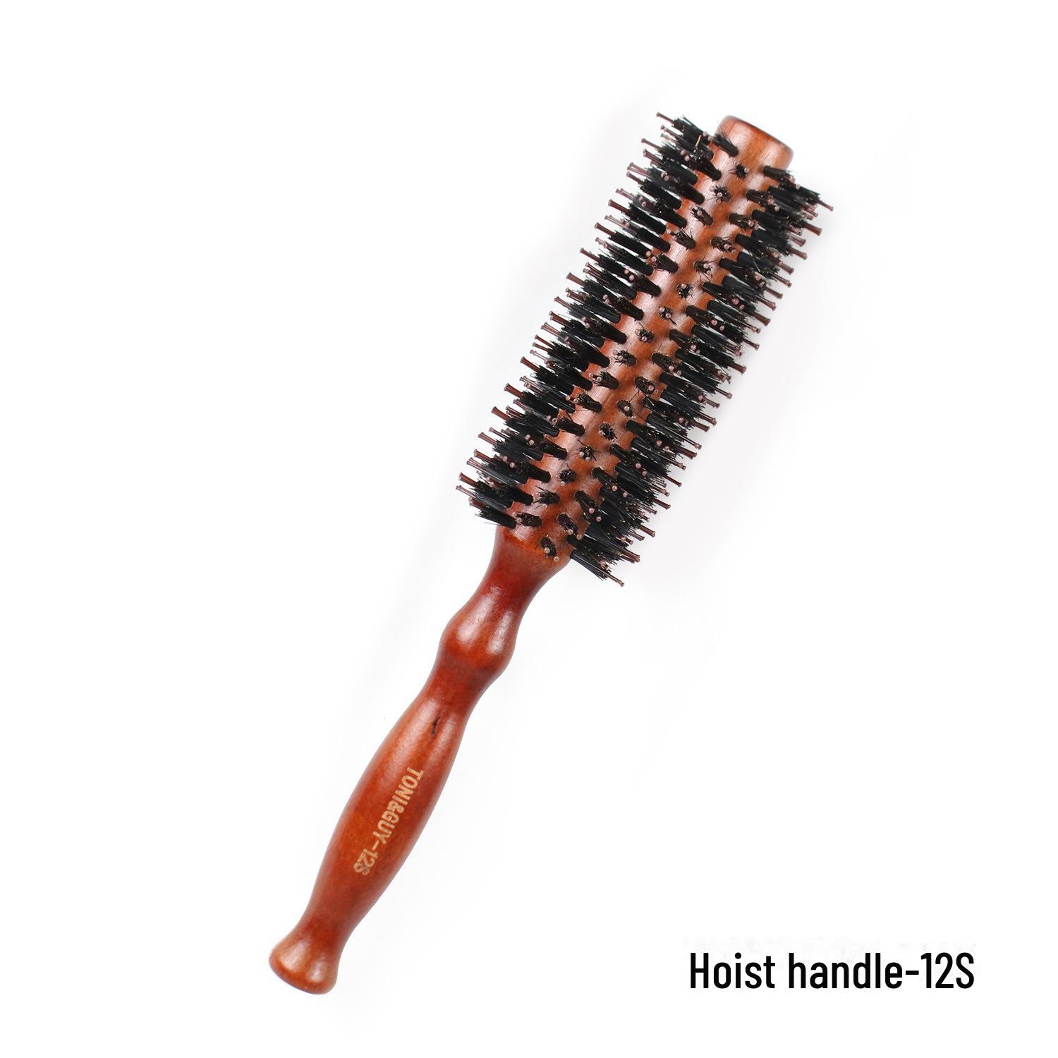 

Круглая расческа для волос из цельного дерева со свиной щетиной для профессионального укладки и домашнего использования