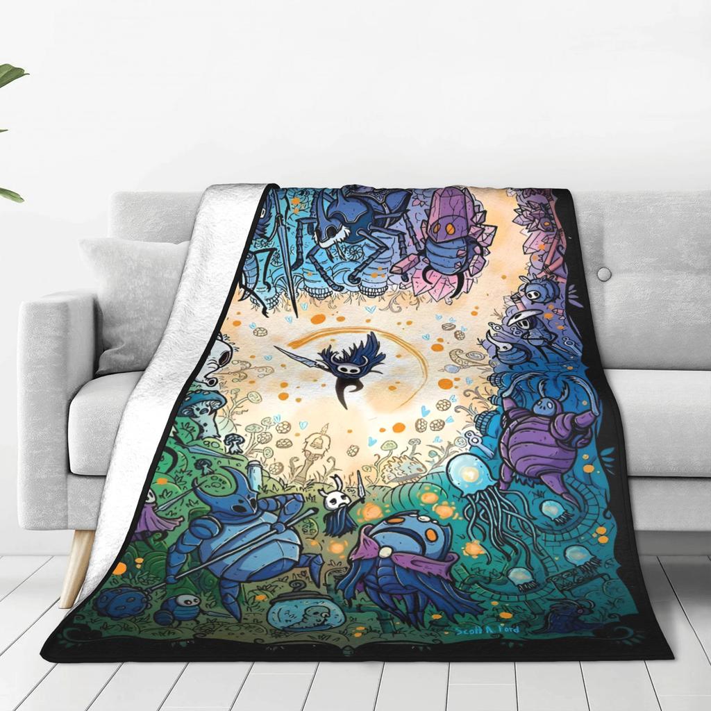 Hollow Knight Fashion Digital Printed Blanket Warm Soft Plush Throw Blanket For Students Living Room Flannel Bedspread Bed Cover