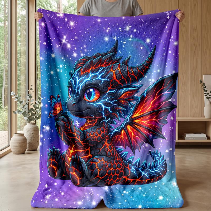 Kitty King On Dino Theme Blanket Lightweight Warm Flannel Blanket Decorative Throw Blanket for Home Decoration