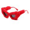 2025 Fluffy Cat Eye Sunglasses Funny Birthday Party Shades Glasses Brand Designer PC Frame Eyewear Vintage Oculos De Sol UV400