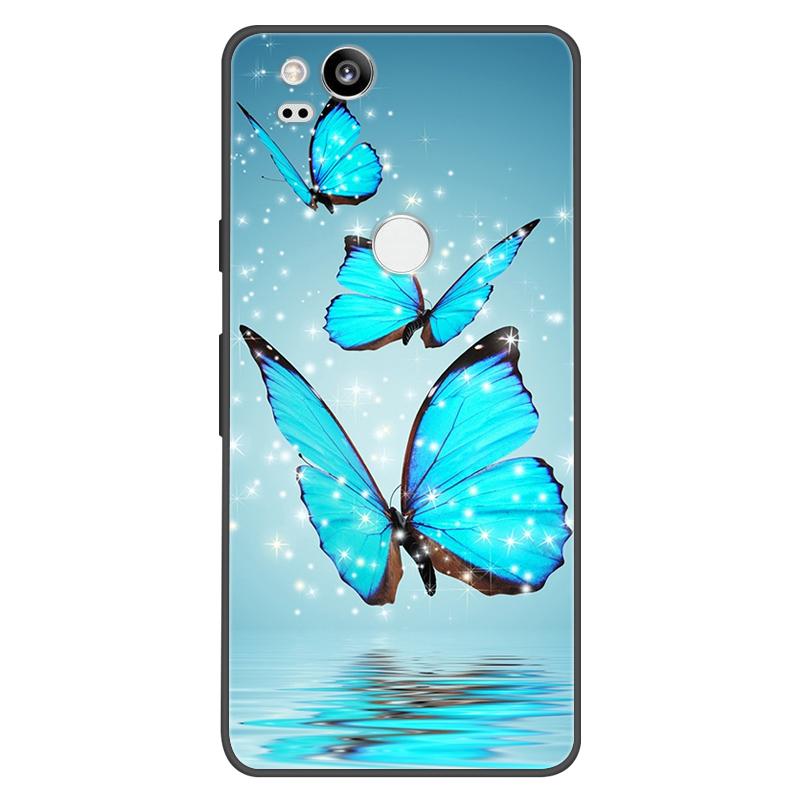For Google Pixel 2 Case Soft Black Silicone Bumper Butterfly Phone Cover for Googe Pixel2 2XL Pixel2XL 2 Cases Fundas Coque