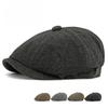 Herringbone Tweed Newsboy Cap Men Women Vintage British Baker Boy Hat 8 Panel Gatsby Octagonal Cap Autumn Winter Retro Cap