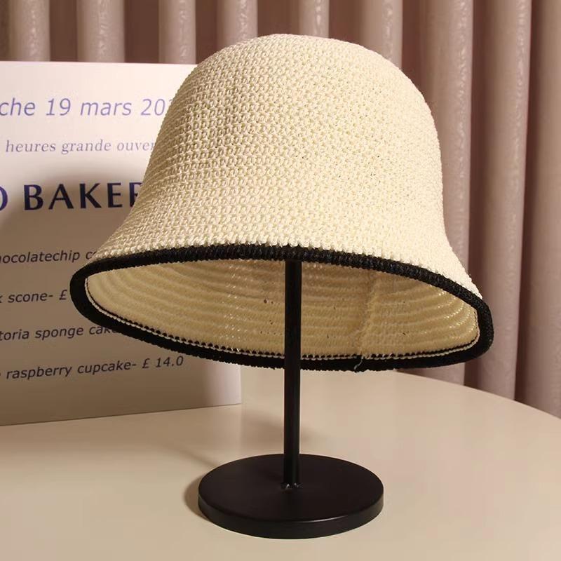 Basin hat foldable simple bucket straw hat woven sunshade small brim breathable sunscreen bucket hat