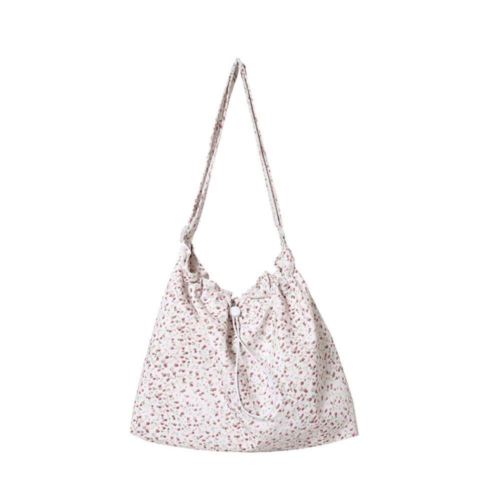 Fashion Flower Floral Canvas Shoulder Bag Large Capacity Handbag Simple Casual Shopper Tote Bags Crossbody Bag