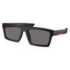 Prada Diseño de Color Sólido Metal Inyectado Rectangular Gafas de Sol para Hombre Negras