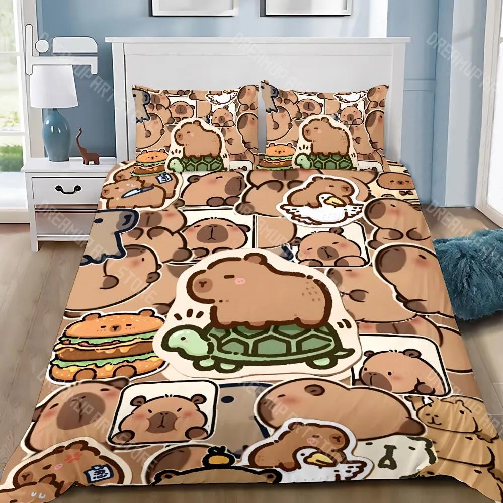 Niedliche Capybara Bettbezug Kissenbezug Bettwäscheset Erwachsene Junge Mädchen Schlafzimmerdekoration Kinder Geschenk Einzel Doppel Große Größe