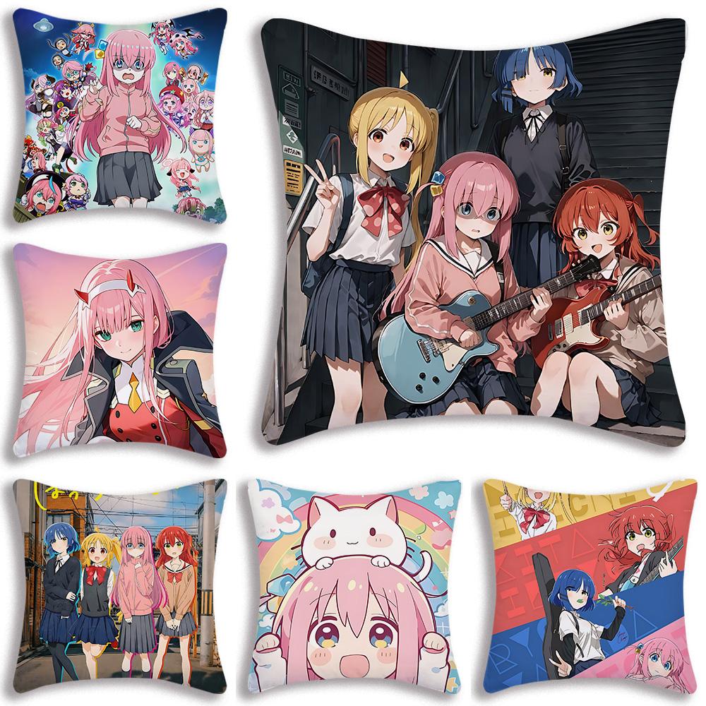 Anime B-Bocchi the Rocks Pillow Covers Cartoon Sofa Decorative Home Double-sided Printing Short Plush Cute Cushion Cover