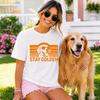 Stay Golden Golden Retriever T-Shirt | Retro Stripes, Dog Lover Tee