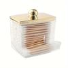 1/3 Qtips Bathroom Organizer with a Gold Lid, a 10 Oz. Ball Filler and a Clear Plastic Apothecary Jar for Cotton Swabs