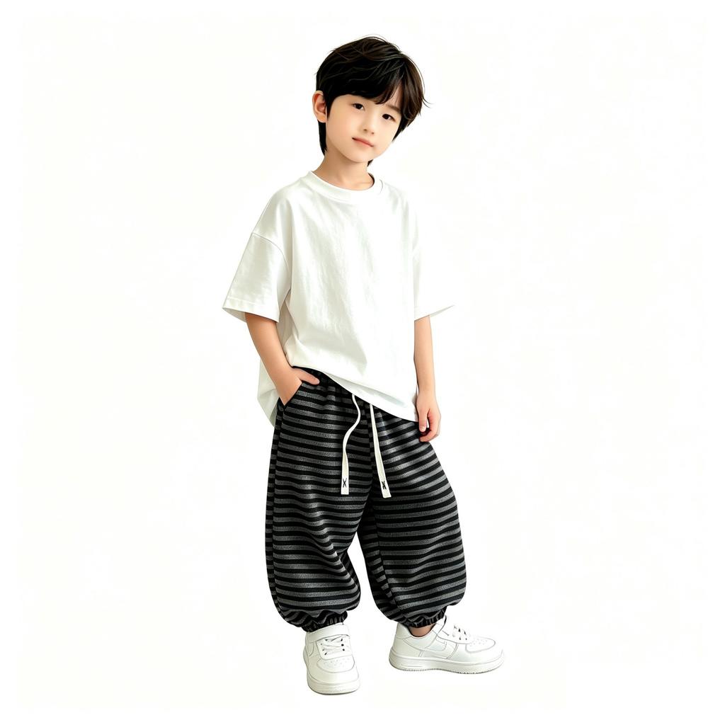 Boys Girls Baby Kids Lined Striped Sweatpants Thick Warm Casual Pants for Fall Winter