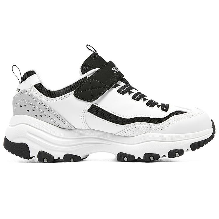Skechers Synthetic Leather Abrasion Resistant Low top Kids Lifestyle Shoes Black White Gray Teenagers 8701646L-WBK