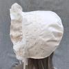 Ruffled Brim Bonnet Hat with Lace Edge and Chin Ties, 55-60 Cm Decorative Headwear for Gatherings and Portraits