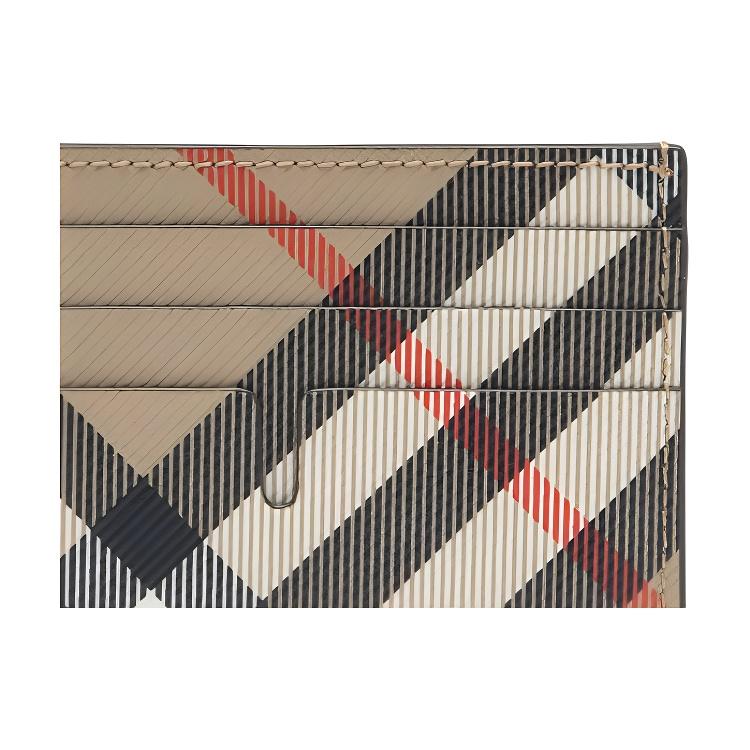 Burberry Check Color Block Design PU Card Holder Unisex Accessories Beige 81123051