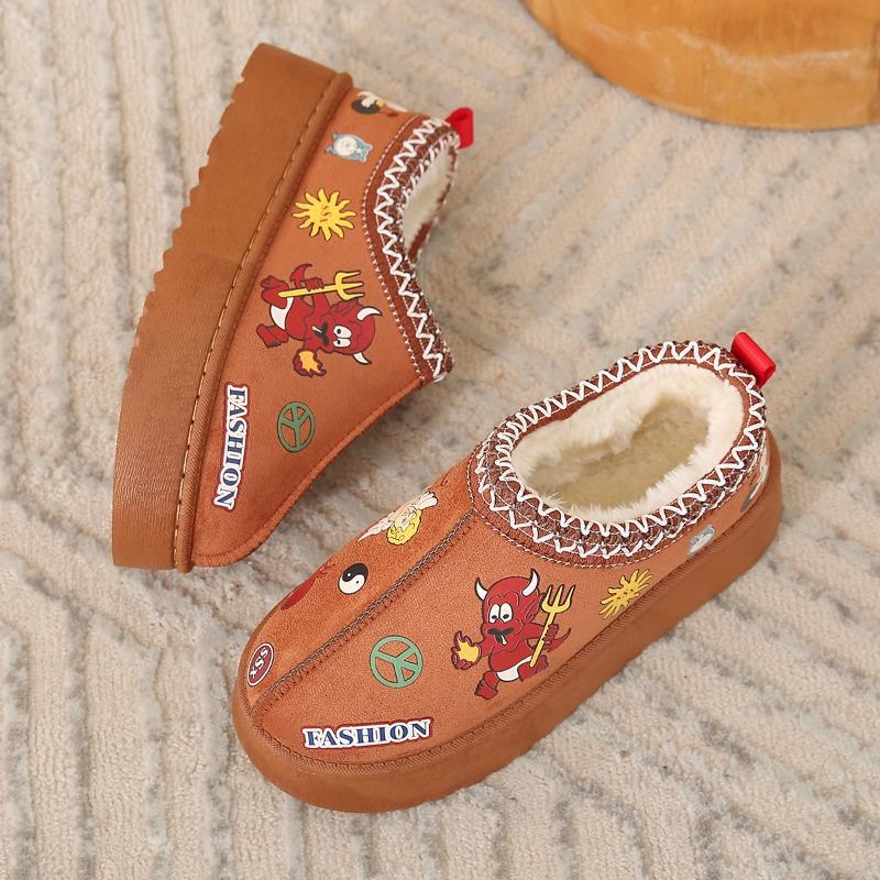 Bohemian Lace Print Decorative Women's Snow Boots Ethnic Style Autumn and Winter Thick-soled Short Tube Warm and Comfortable Cotton Shoes