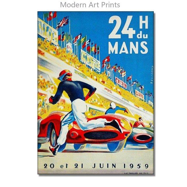 

24 часа Ле-Мана Холст Постеры Принт Фотографии спортивных автомобилей Винтажные Картины для настенного искусства для декора дома, гостиной, бара Без рамы 30x40cm No Framed