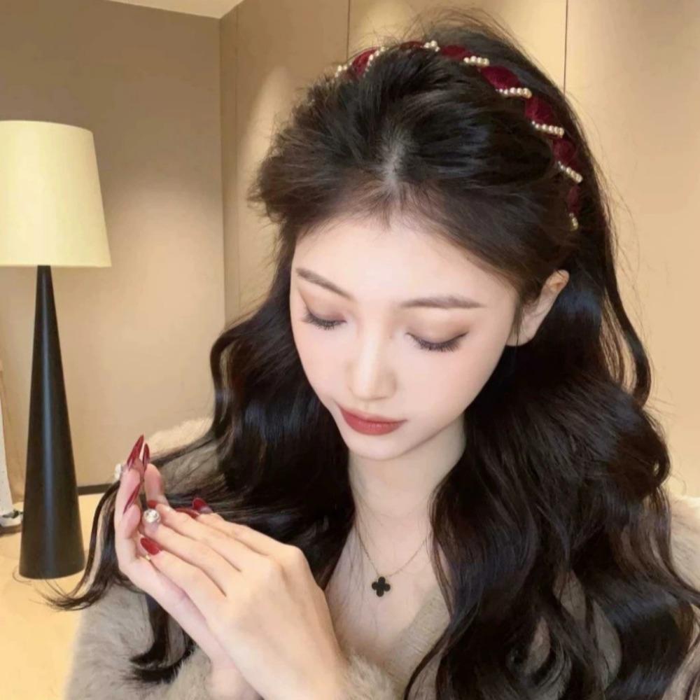 Wavy Head Hoop Headwear Combing Hairbands New Trendy Pearl Headbands