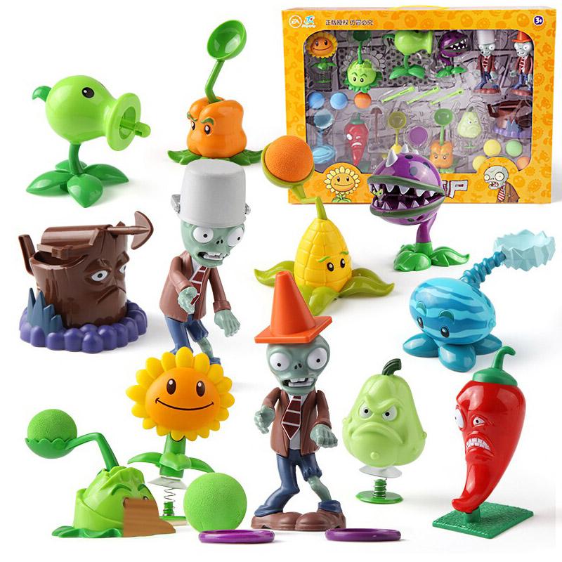 Plants vs Zombies 2 Spielset Kaktus Erbsenschießer Kokosnusskanone Echtes Spielszenen Figuren Ornamente Weiches Silikon Geburtstagsgeschenk Junge