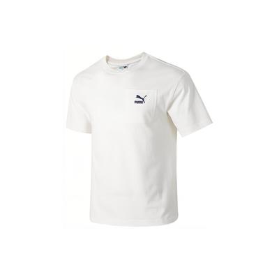Logo Pocket Design Loose Casual Sports Crew Neck Short Sleeve SS24 Drop Shoulder T-Shirt Men Tops White 626858-65