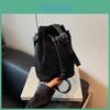 Chic Black And Brown Suede Bucket Bag For Young Women With Stylish Chain Strap
