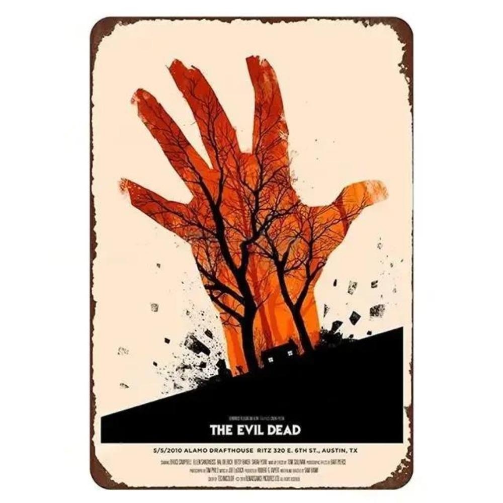 Kovové nástěnné umění Halloweenská hororová dekorace 20x30cm Domácí Jeskynní Muž Filmová cedule