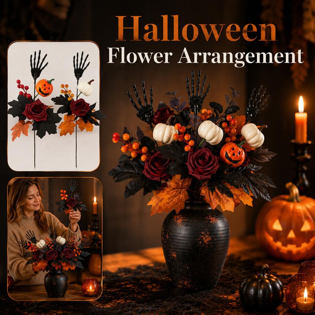 Halloween Decorations Faux Pumpkin Branch Bouquet for Party and Home Decor