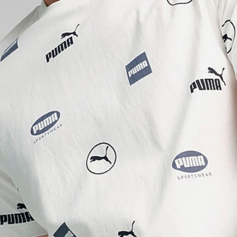 Puma All Over Print Versatile Sports Crew Neck Short Sleeve T-Shirt Men Tops White 684181-02