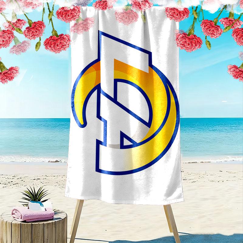 LA Rams Print Beach Towel, Large Soft Quick Dry Towel for Beach Camping Swimming