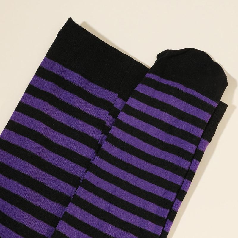 Damen Weihnachten Halloween Gestreifte Strumpfhosen Hoher Bund Vollständig Lange Strumpfhosen Leggings Strümpfe Cosplay Kostüm Zubehör