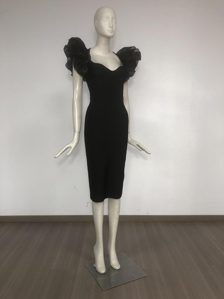 Women's Elegant Mesh Ruffle Sleeve Backless Bodycon Dress