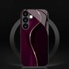 Purple Line Splicing Tempered Glass Phone Case Suitable for Samsung Galaxy S26 S25 S24 S23 S22 S21 S20 FE/Ultra/Plus Shockproof