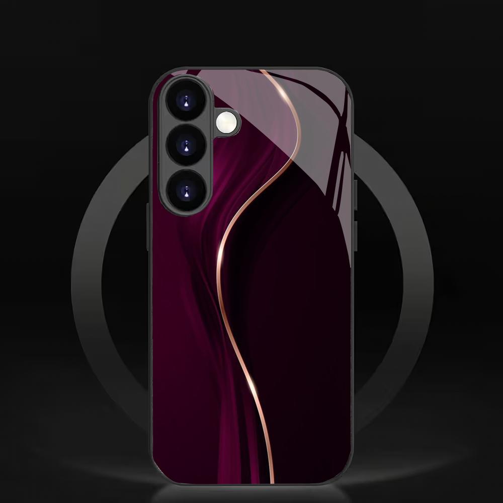 Purple Line Splicing Tempered Glass Phone Case Suitable for Samsung Galaxy S26 S25 S24 S23 S22 S21 S20 FE/Ultra/Plus Shockproof