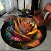3D Luxury Flower Rose Daisy Nordic Round Carpet Rug for Living Room Bedroom Child Playroom Chair Decor,Pet Area Rug Non-slip Mat