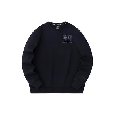 Anta Serie de Antrenament Scrisoare Gât Rotund Pulover Fleece Bărbați sweatshirt Negru de Bază 152347707-3