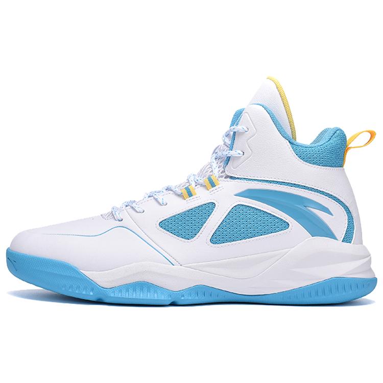 

New ANTA Bastard Vintage Basketball Shoes Men s High top ANTA White/Chlorine Blue/Light Yellow 112141649S-4 39