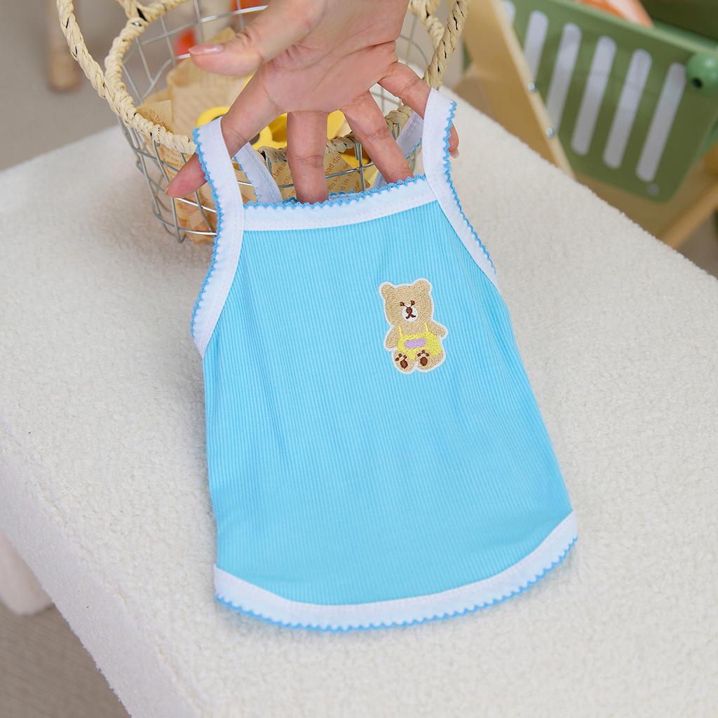 New Dog Clothes Pet 2025 Embroidered Bear Suspender Spring and Summer Pomeranian Teddy Macaron Series Clothing