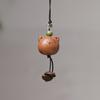 Peach Wood Coffee Bean Bear Pendant Keychain & Necklace Accessory