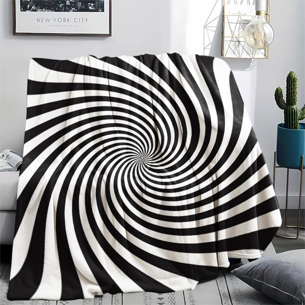 1Pc Illusory Graphics Print Flannel Blanket, High Quality Comfortable for All Seasons, Home Decor, Warmth and Comfort, Perfect for Christmas Gifts W26