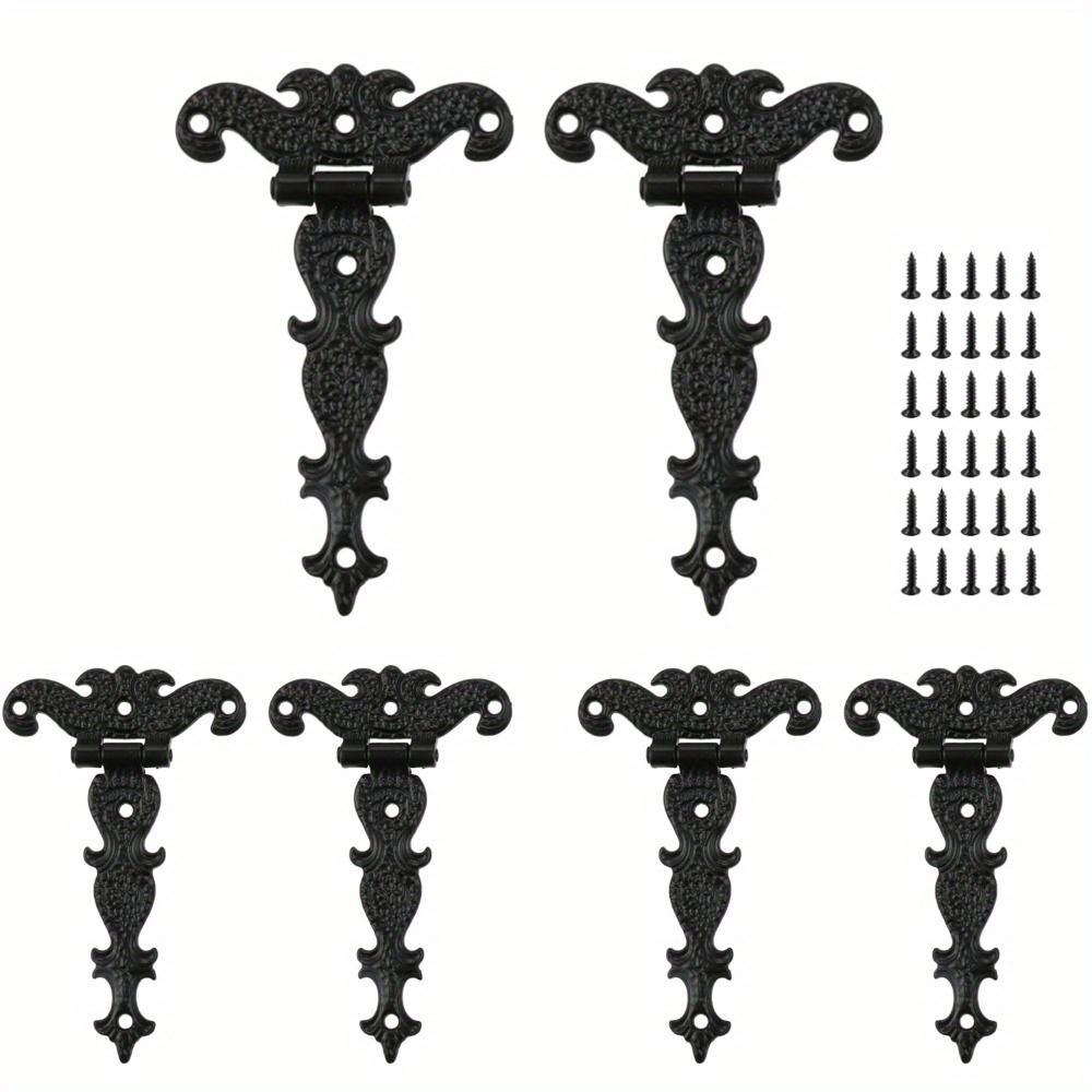 

6pcs T-shaped Hinges, Heavy-duty Hinge Hardware, Vintage Decorative Hinges for Barn Doors, Suitable for Cabinets, Wardrobes, Door Wooden Boxes 6pcs чёрный