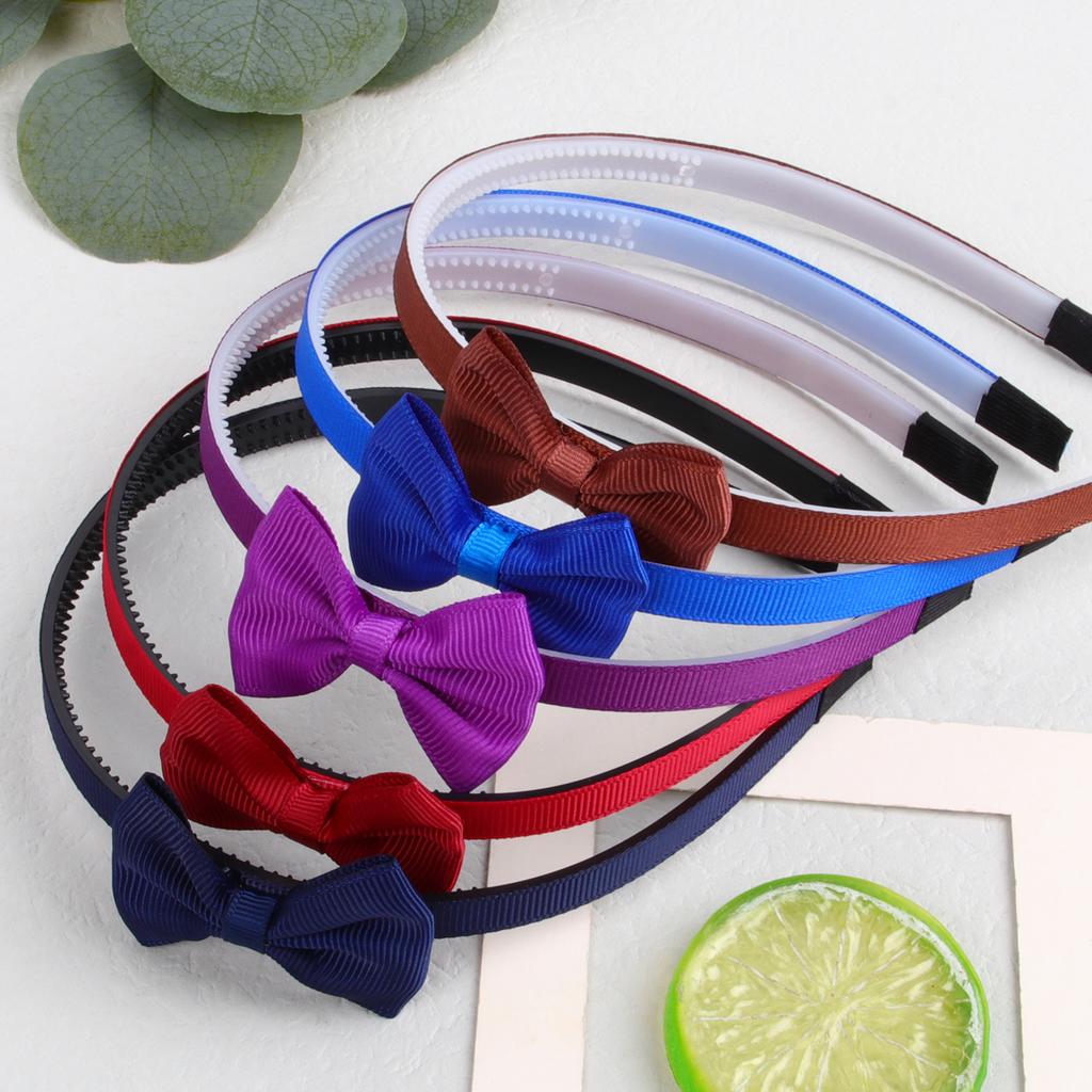 5pcs 2inch Grosgrain Ribbon Hair Bows with Headband Plastic Teeth Hairbands Girls Headbands Children Kids Hair Accessories