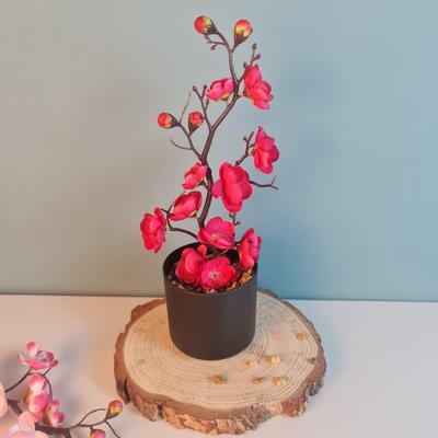 Latest 1 Pcs Artificial Cherry Blossom Bonsai Tree with Wooden Pot for Home Decor, Living Room,
