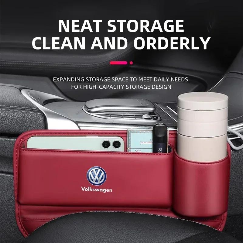 Pudełko do przechowywania w szczelinie fotelika samochodowego Kieszeń na szczelinę między siedzeniami Łapacz Organizer do Volkswagen VW Scirocco Jetta Beetle Golf Passat Tiguan