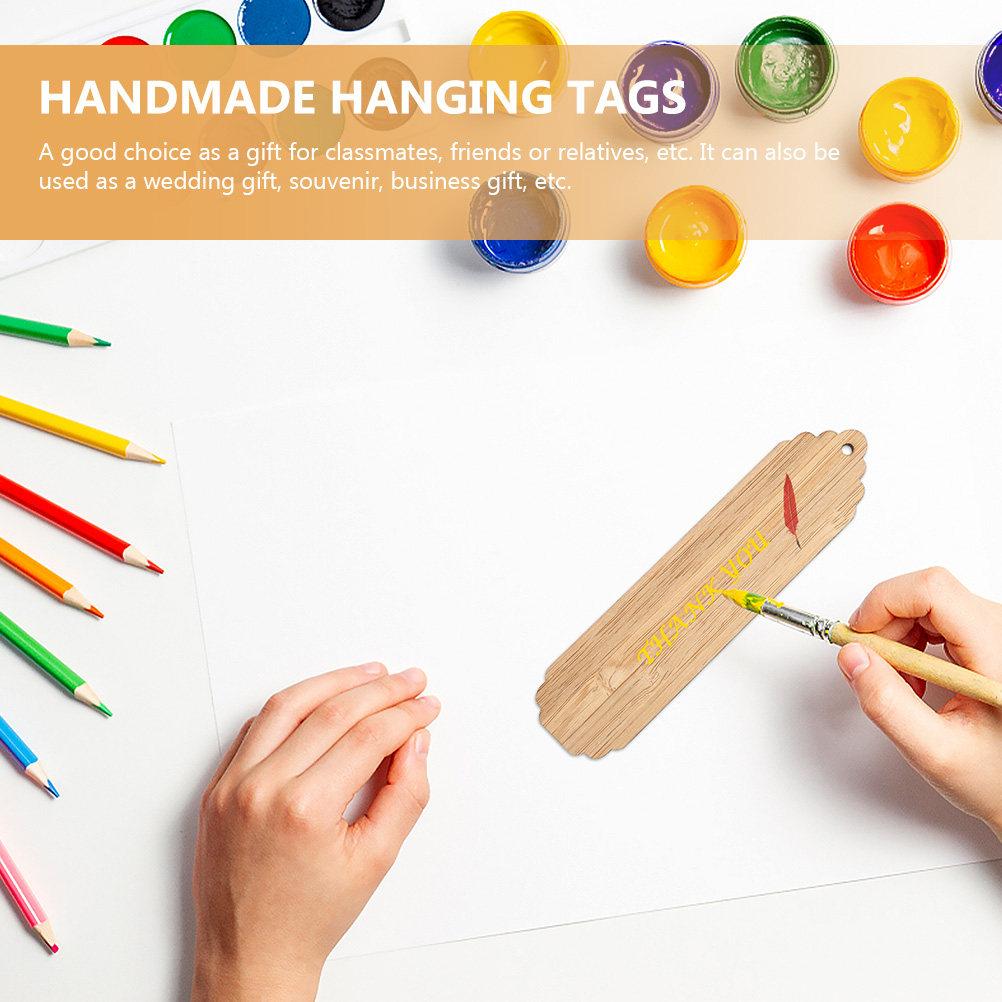 10Sets Blank Wooden Bookmarks Carving Doodle Page Markers DIY Reading Locator for Students Graduates Classmates