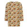Damesmode Casual Halloween Print V-hals Korte Mouw Decoratieve Knop Driekwart Mouw T-shirt Top