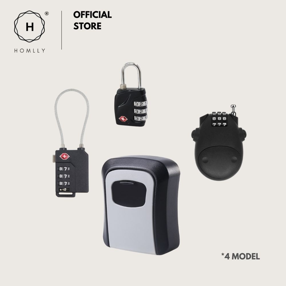 Homlly Digit Combination Travel Luggage Pad lock & Wall Mounted Key Storage Box (X3PCS)
