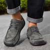 Men's Hand Stitched Casual Leather Shoes Vintage Lace Up Wide Toe Soft Sole Breathable Loafers British Style Driving Shoes