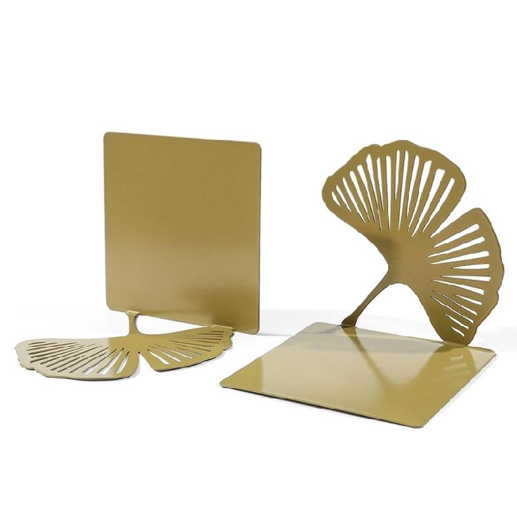 2 szt. Puste podpórki do książek na półki Wytrzymałe metalowe podpórki do książek Podpórki do książek liść ginkgo Podpórki do książek na biurko Dekoracyjny stoper do książek