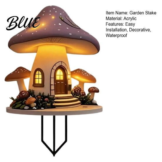 Weather Resistant Garden Art Fairy Hut Whimsical Stake Stake Mushroom Acrylic Yard Flower Bed Ornament Tale Cabin Outdoor for