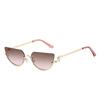 Retro Punk Women Half Rimless Sunglasses Women Fashion Clear Ocean Lens Shades Uv400 Men Small Frame Trending Sun Glasses